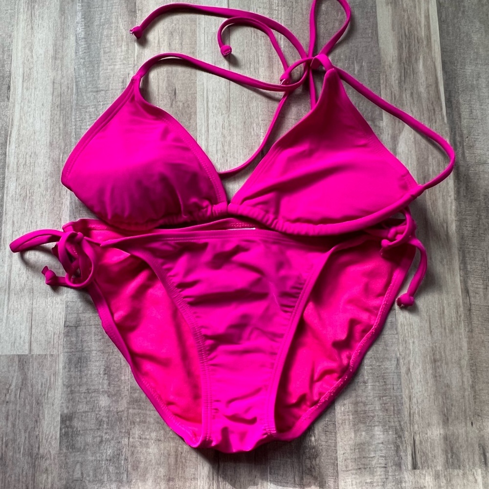 Old Navy Pink Bikini with Triangle Top and Adjustable Side Ties